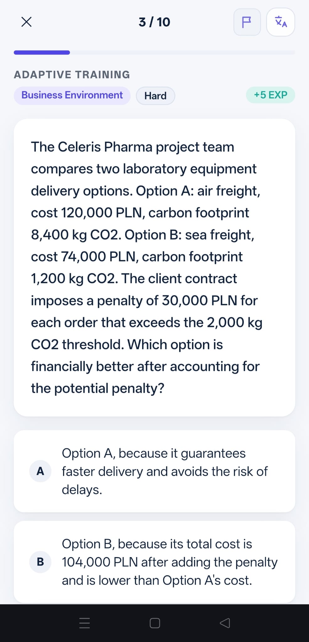 Purple PMP scenario question